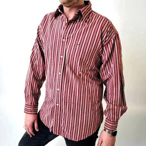 Vintage Y2k Tommy Hilfiger Men's Striped Button Down Shirt - L